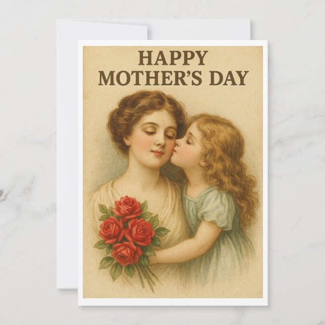  Vintage Mother's Day Embrace Holiday Card (Front)
