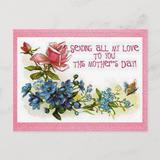 Vintage Mothers Day Flowers Postcard (Front)