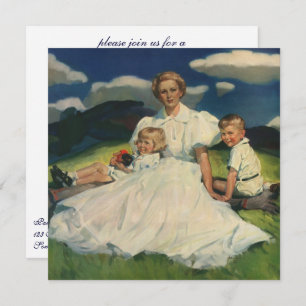 Vintage Mother's Day, Mom with Children Invitation