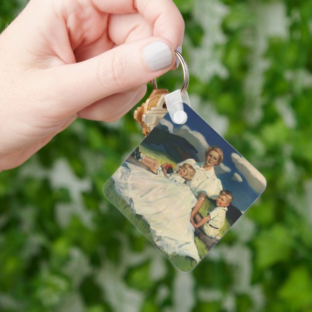 Vintage Mother's Day, Mom with Children Keychain (Hand)