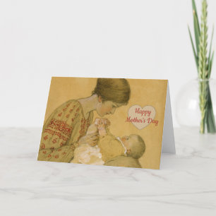 Vintage Mother's Day Mother-Baby Vignette Card