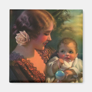 Vintage Mother's Day Portrait, Mom and Baby Magnet