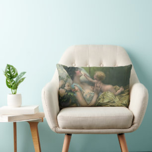 Vintage Mother's Day, Victorian Mom with Baby Lumbar Pillow