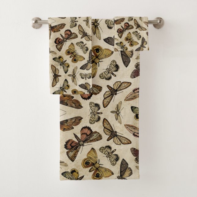 Vintage Moths Bath Towel Set (Insitu)