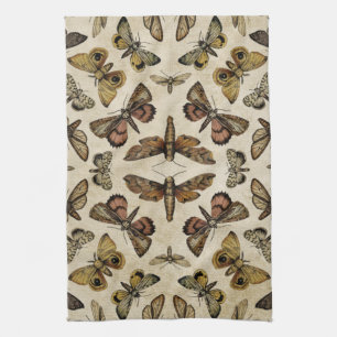 Vintage Moths Kitchen Towel