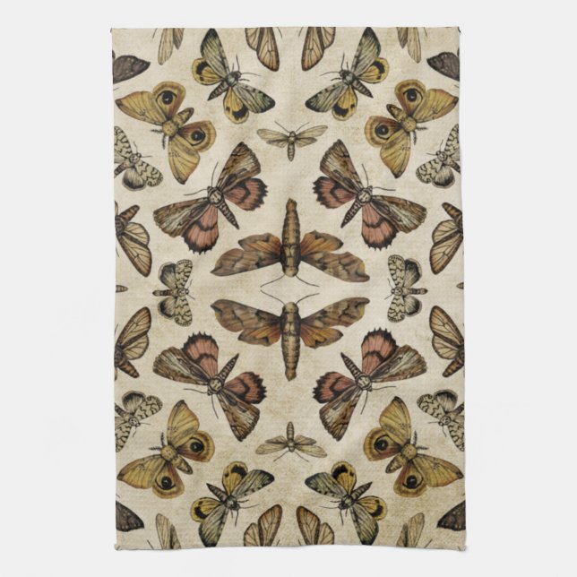 Vintage Moths Kitchen Towel (Vertical)