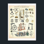 Vintage "Motion and Machinery" Educational Science Postcard<br><div class="desc">This postcard is a reproduction of a vintage educational poster showing motion and machinery. The science chart is part of the "Illustrations of Natural Philosophy" series of "Popular Diagrams" produced by James Reynolds in London in 1850.</div>