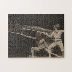 Vintage Motion Blur Photograph of a Fencer (1906) Jigsaw Puzzle