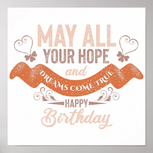 Vintage Motivational Happy birthday wishes Poster (Front)