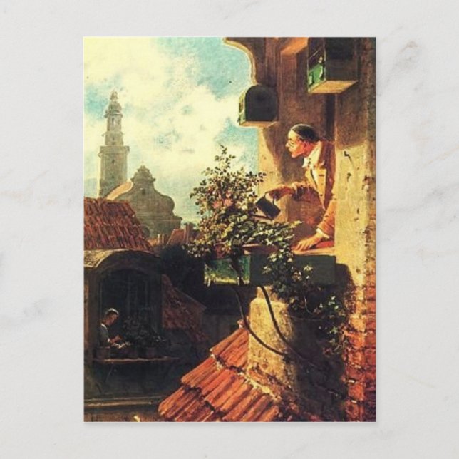 Vintage-Motive Attic Window Postcard (Front)