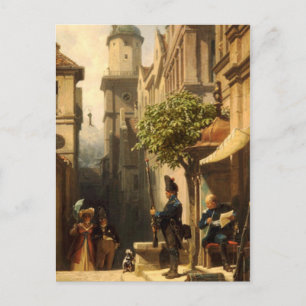 Vintage Motive - He's coming - Spitzweg Postcard