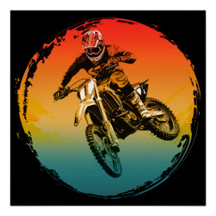 vintage motocross dirt bike rider motorcycle poster
