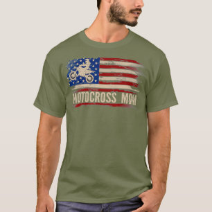 Vintage Motocross Mom American USA Flag Dirt T-Shirt