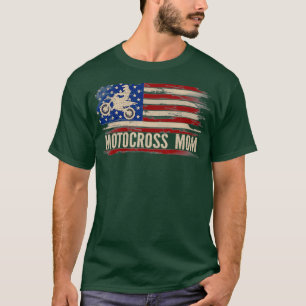 Vintage Motocross Mom American USA Flag Dirt T-Shirt