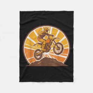 Vintage Motocross Rider Dirt Bike Jump Off Road Su Fleece Blanket