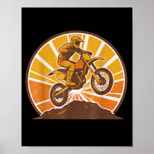 Vintage Motocross Rider Dirt Bike Jump Off Road Su Poster