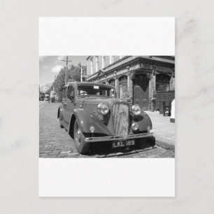 Vintage motor car outside an English Pub Postcard