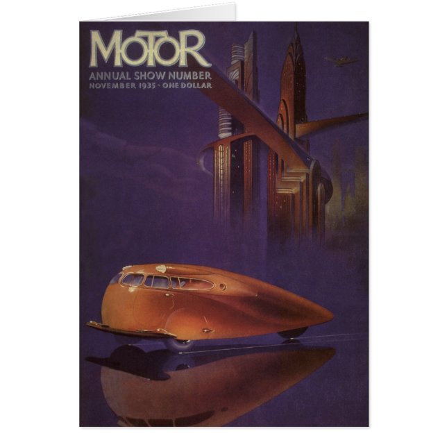Vintage Motor Magazine Cover, Futuristic City Car (Front)