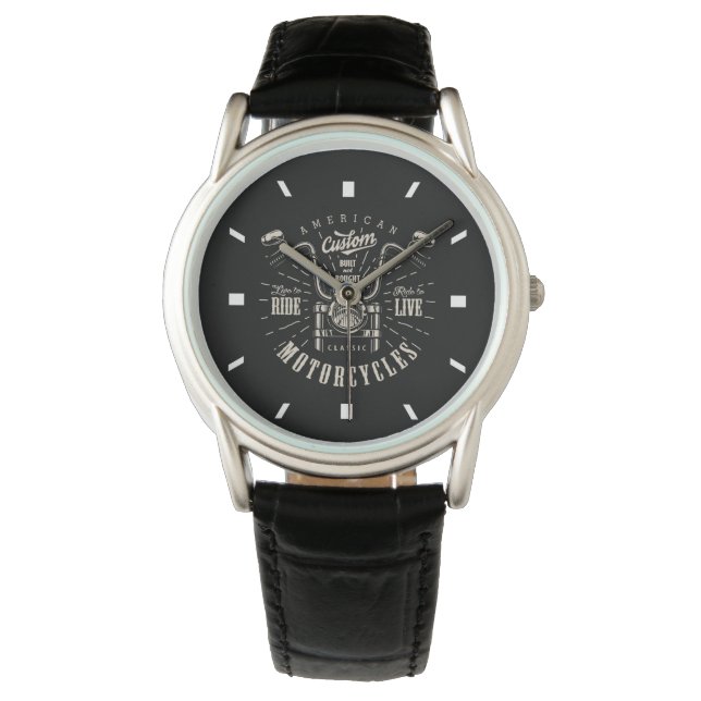 Vintage motorbike lover illustration  watch (Front)