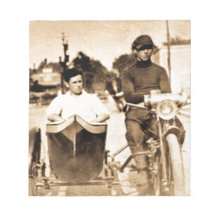 Vintage Motorcycle and Side Car Old School Cool Notepad