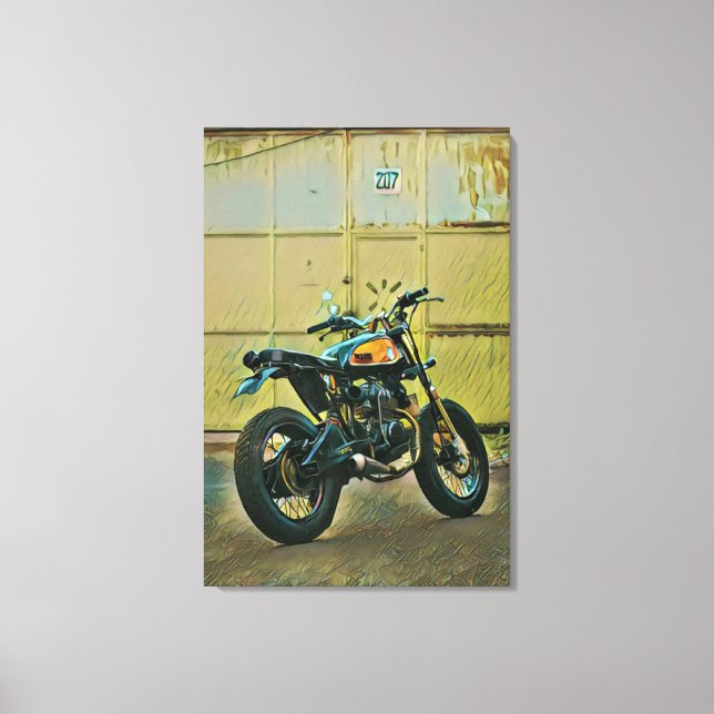 Vintage motorcycle art canvas print (Front)
