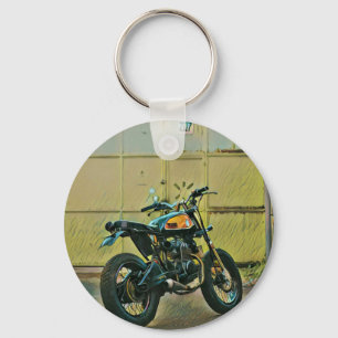 Vintage motorcycle art keychain