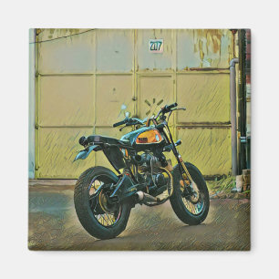 Vintage motorcycle art magnet