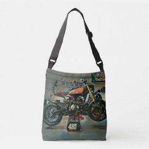 vintage motorcycle artwork crossbody bag