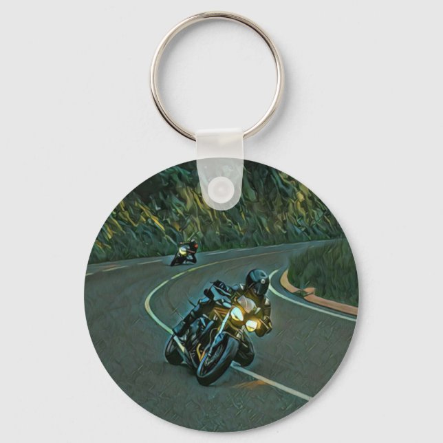 vintage motorcycle artwork keychain (Front)