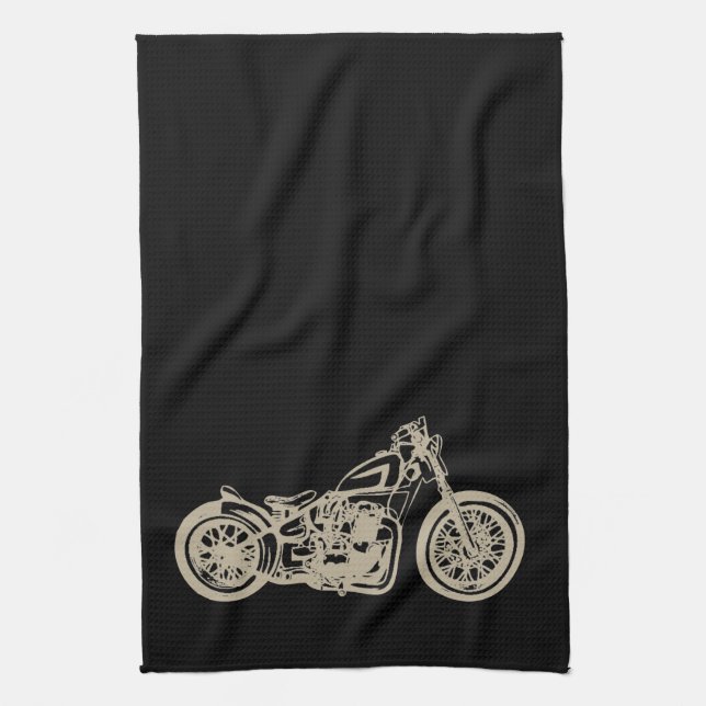 Vintage motorcycle bar or man cave kitchen towel (Vertical)