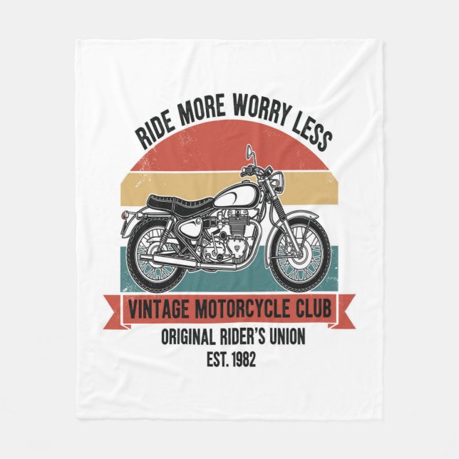 Vintage Motorcycle Club Est. 1982 Fleece Blanket (Front)
