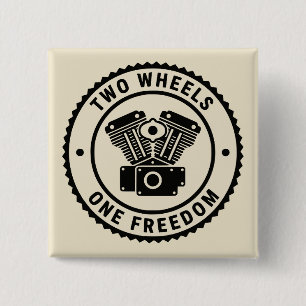 Vintage Motorcycle Engine Freedom Emblem 2 Inch Square Button