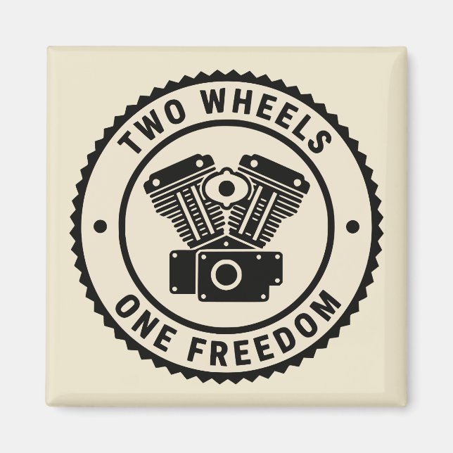 Vintage Motorcycle Engine Freedom Emblem Magnet (Front)