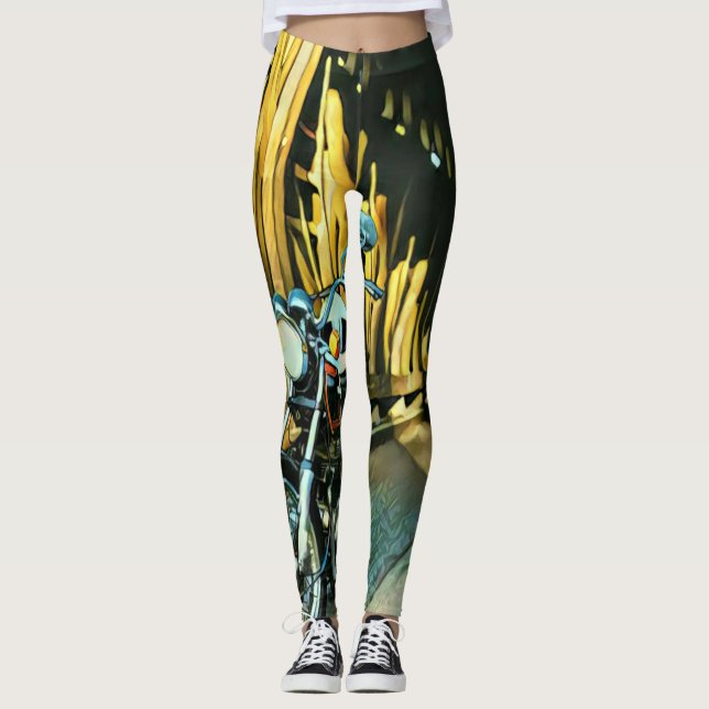 Vintage motorcycle gift leggings (Front)