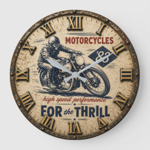 Vintage Motorcycle High Speed Performance Large Clock