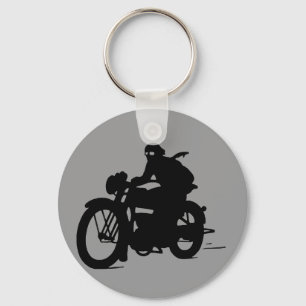 Vintage Motorcycle Man Silhouette Classic Keychain