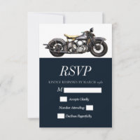 Vintage Motorcycle Navy Modern Wedding