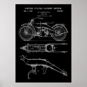 vintage motorcycle patent 1924 poster