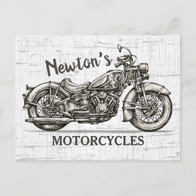 Vintage Motorcycle Personalized NAME Biker Garage Postcard (Front)