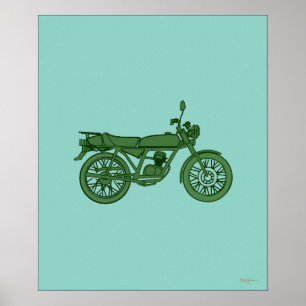 Vintage Motorcycle Poster - Hand Sketched 