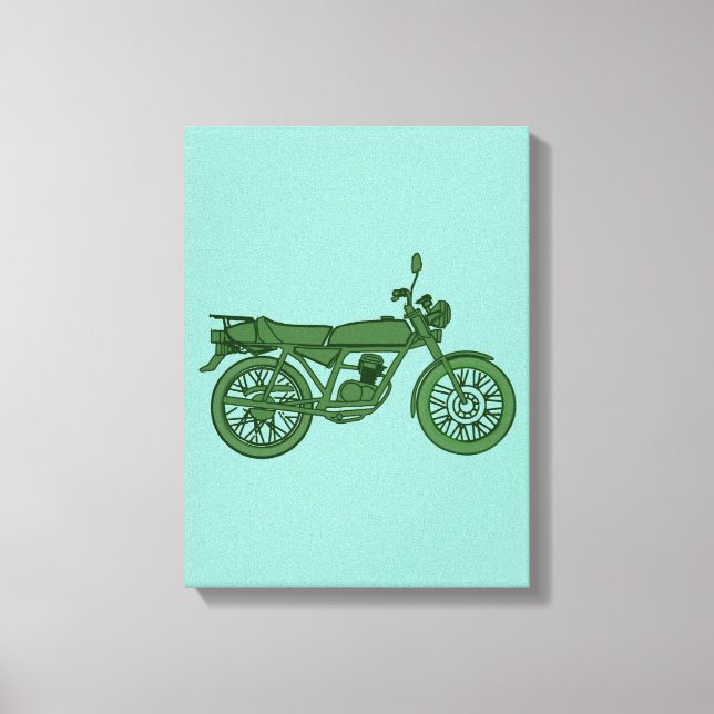 Vintage Motorcycle Poster - Hand Sketched  Canvas Print (Front)