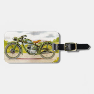Vintage Motorcycle Print Luggage Tag