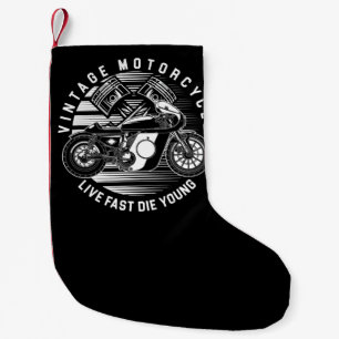 Vintage Motorcycle Racing Gift For Biker Small Christmas Stocking