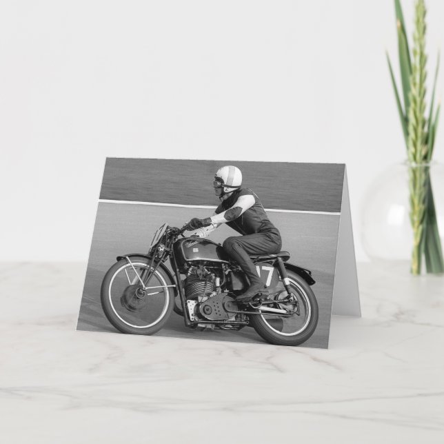 Vintage Motorcycle Racing Greeting Card (Front)