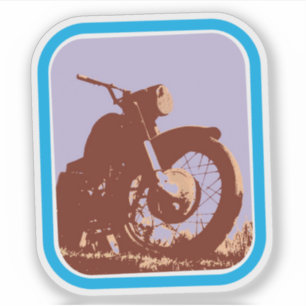 Vintage motorcycle retro pop art style with border