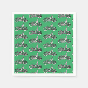 Vintage Motorcycle Rider Antique Cycle  Napkin