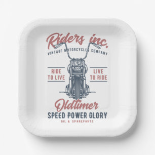 Vintage Motorcycle Riders Inc Paper Plate