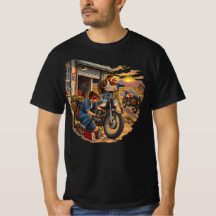 Vintage Motorcycle Roadside Repair Americana Men's T-Shirt