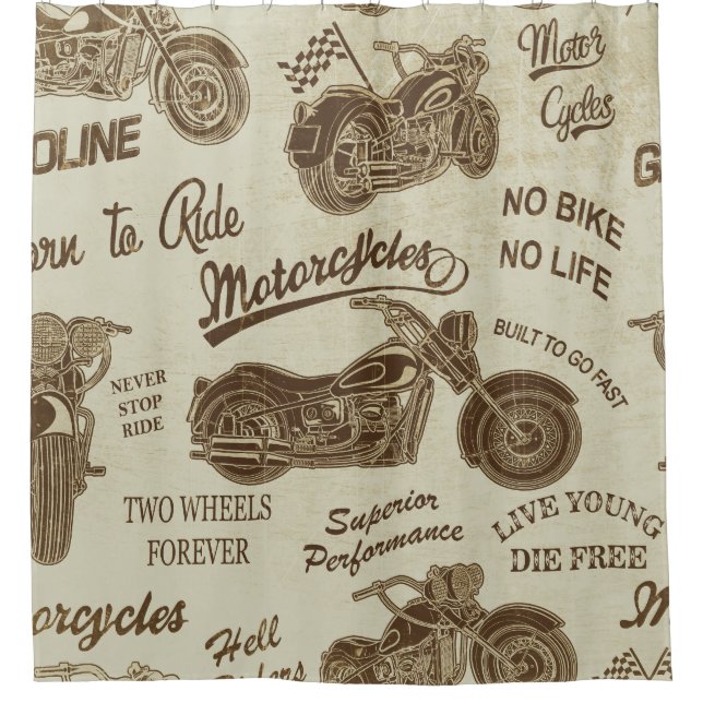 Vintage motorcycle silhouettes: seamless backgroun (Front)