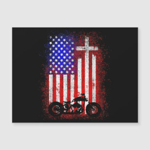 Vintage Motorcycle USA Flag Christian Faith for Bi